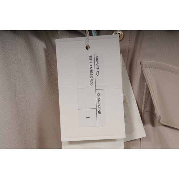 CO Essentials Collection Belted Pocket Shirt Dress Large Champagne Beige - Picture 15 of 16